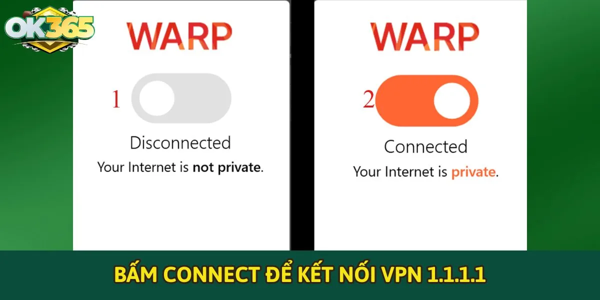 Bấm Connect để kết nối VPN 1.1.1.1